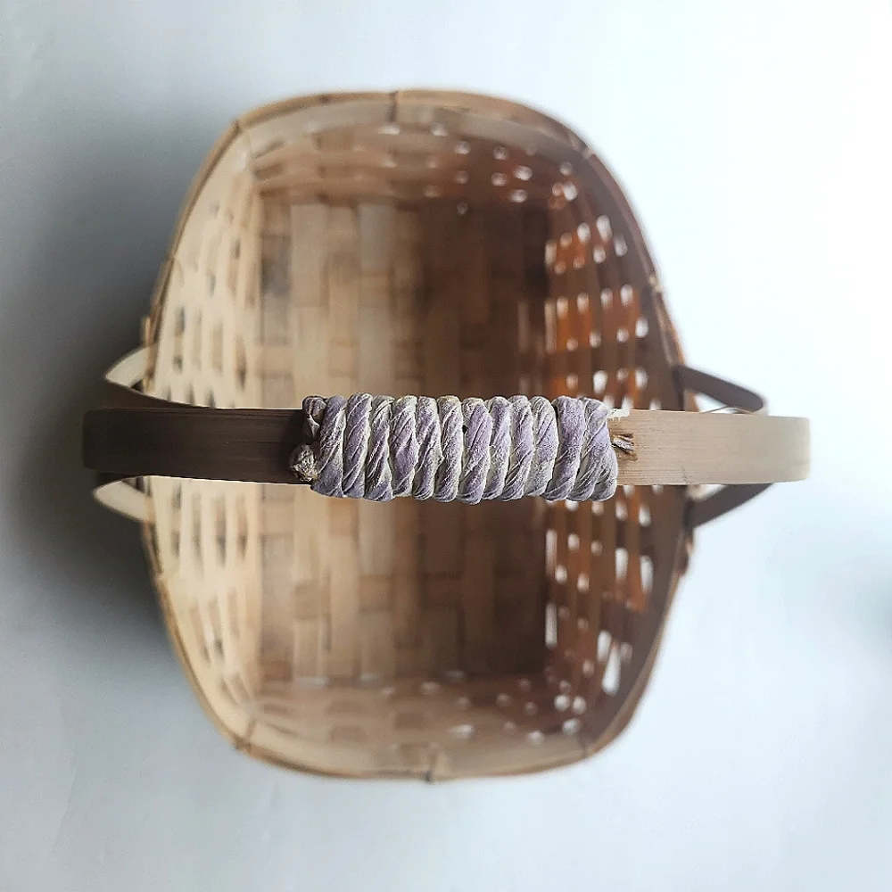 Dimensional Gardening Scene Woven Basket with Handle Flowers Mother's Day